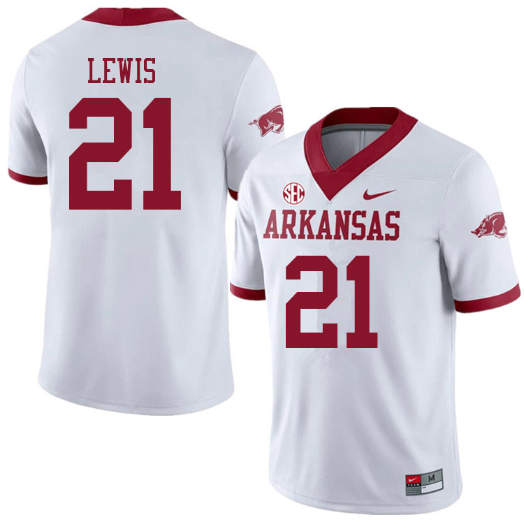 Men #21 Jaylen Lewis Arkansas Razorbacks College Football Jerseys Sale-Alternate White - Click Image to Close